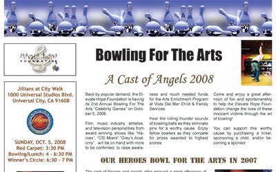 Bowling For The Arts Celebrity Games Newsletter